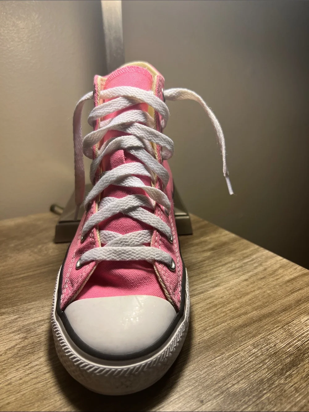 Converse Pink High-Top Canvas Sneakers with White Laces